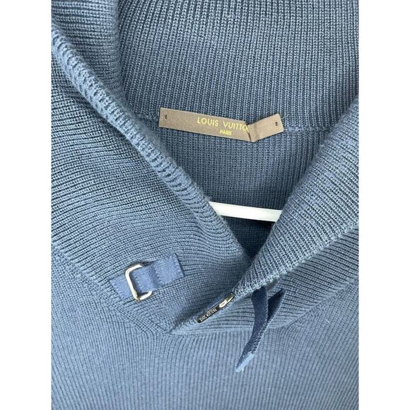 Louis Vuitton Shawl Collar Sweater Pullover Men’s Large Luxury Designer LV, Blue - Picture 9 of 16